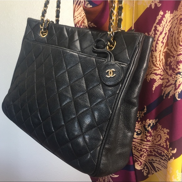 CHANEL Handbags - Authentic CHANEL Lambskin Quilted Black Tote